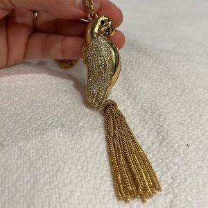 Kate Spade Gold Toned Parrot Tassel Necklace